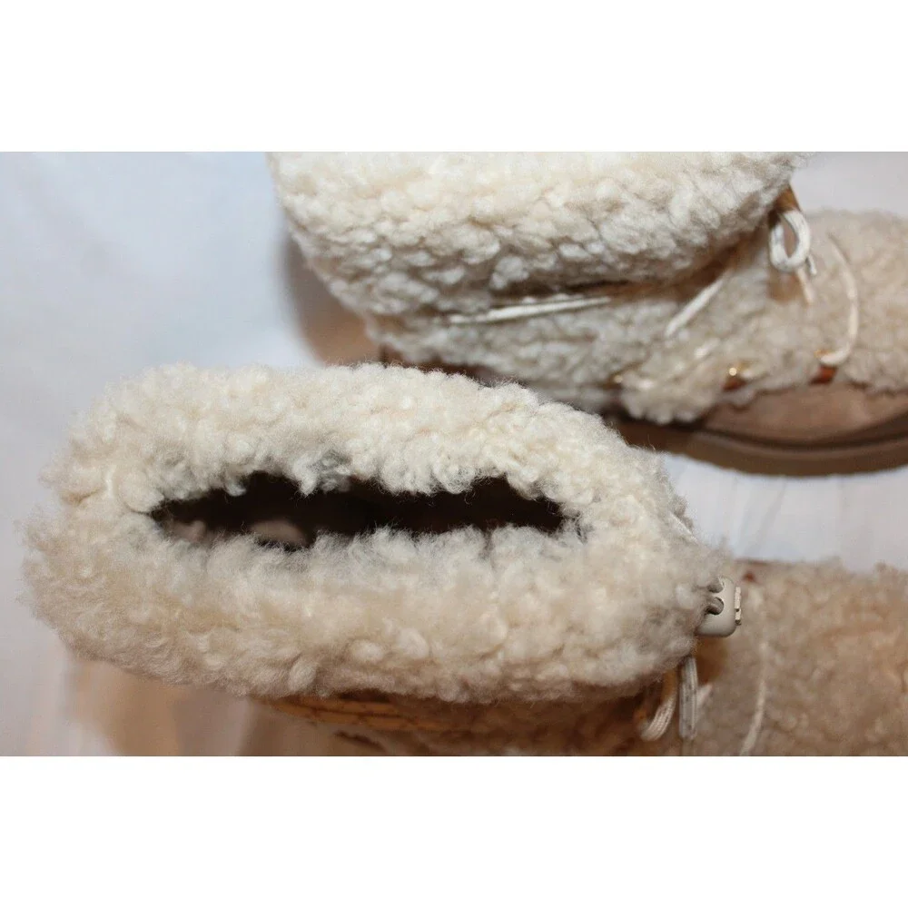Tory Burch Women's Mellow Shearling Platform Boots Buttermilk Brown 7 $500